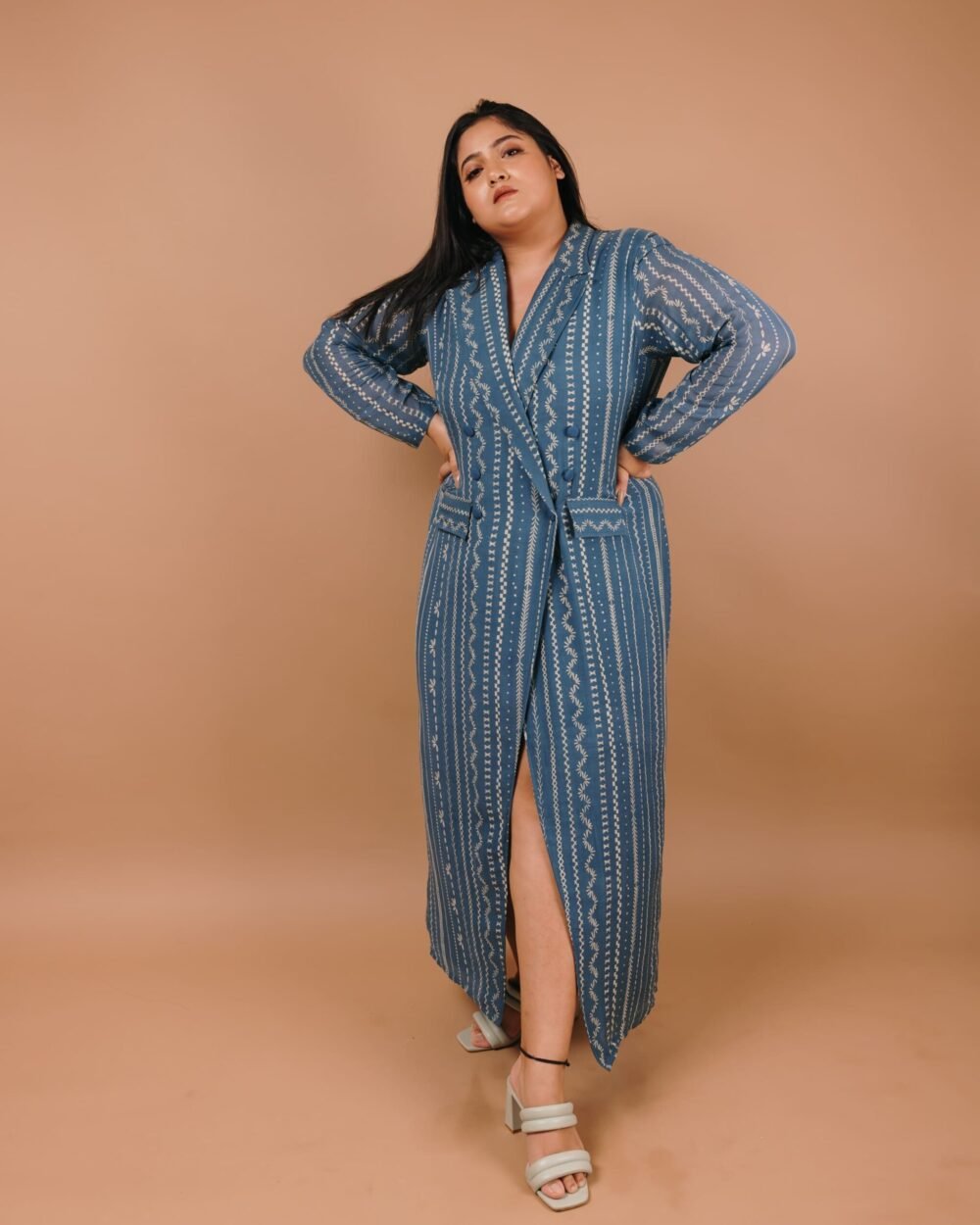 Vertical verve blue blazer dress - Image 8