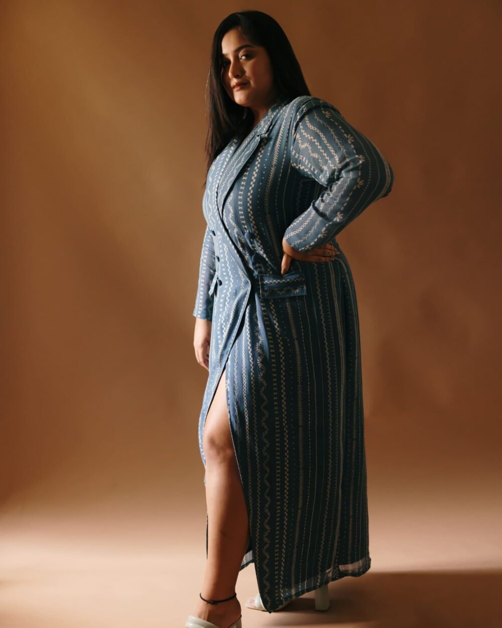 Vertical verve blue blazer dress - Image 2