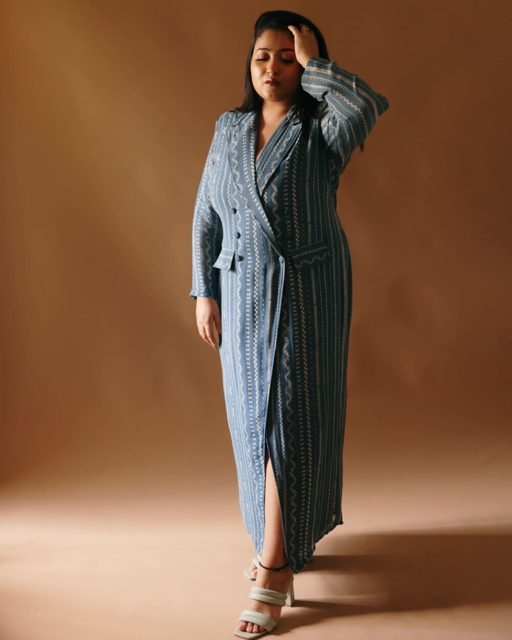 Vertical verve blue blazer dress - Image 3