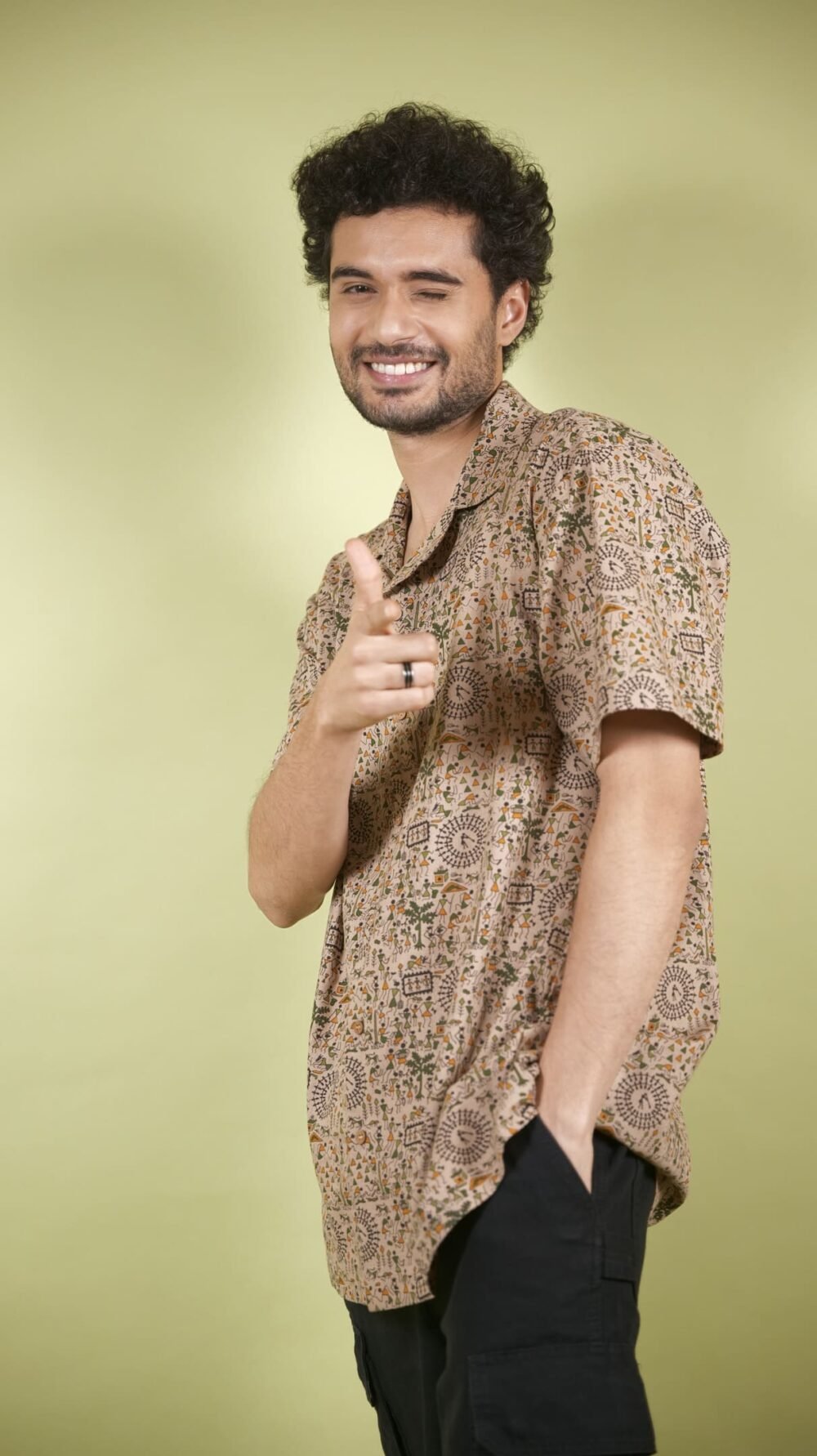 Boho Warli Printed Shirt (Brown) - Image 3