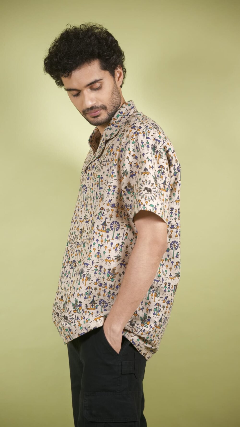Boho Warli Printed Shirt (Blue) - Image 6
