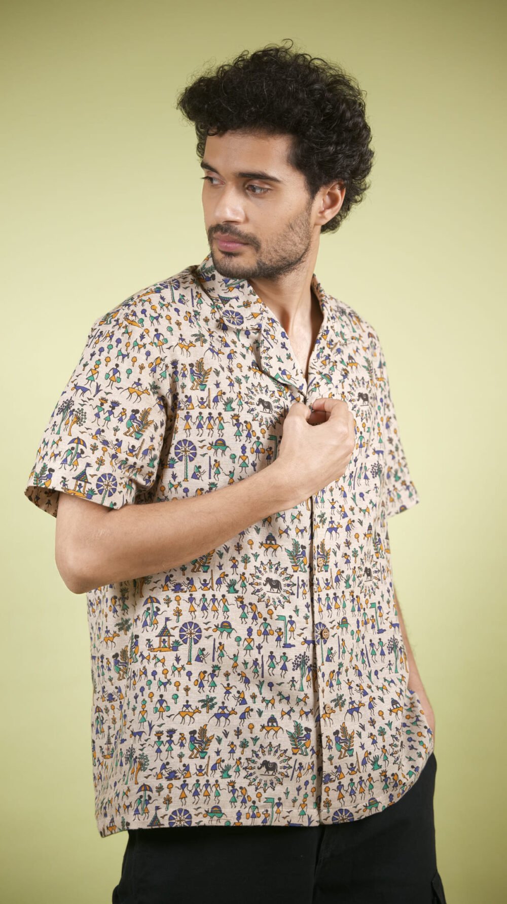Boho Warli Printed Shirt (Blue) - Image 2