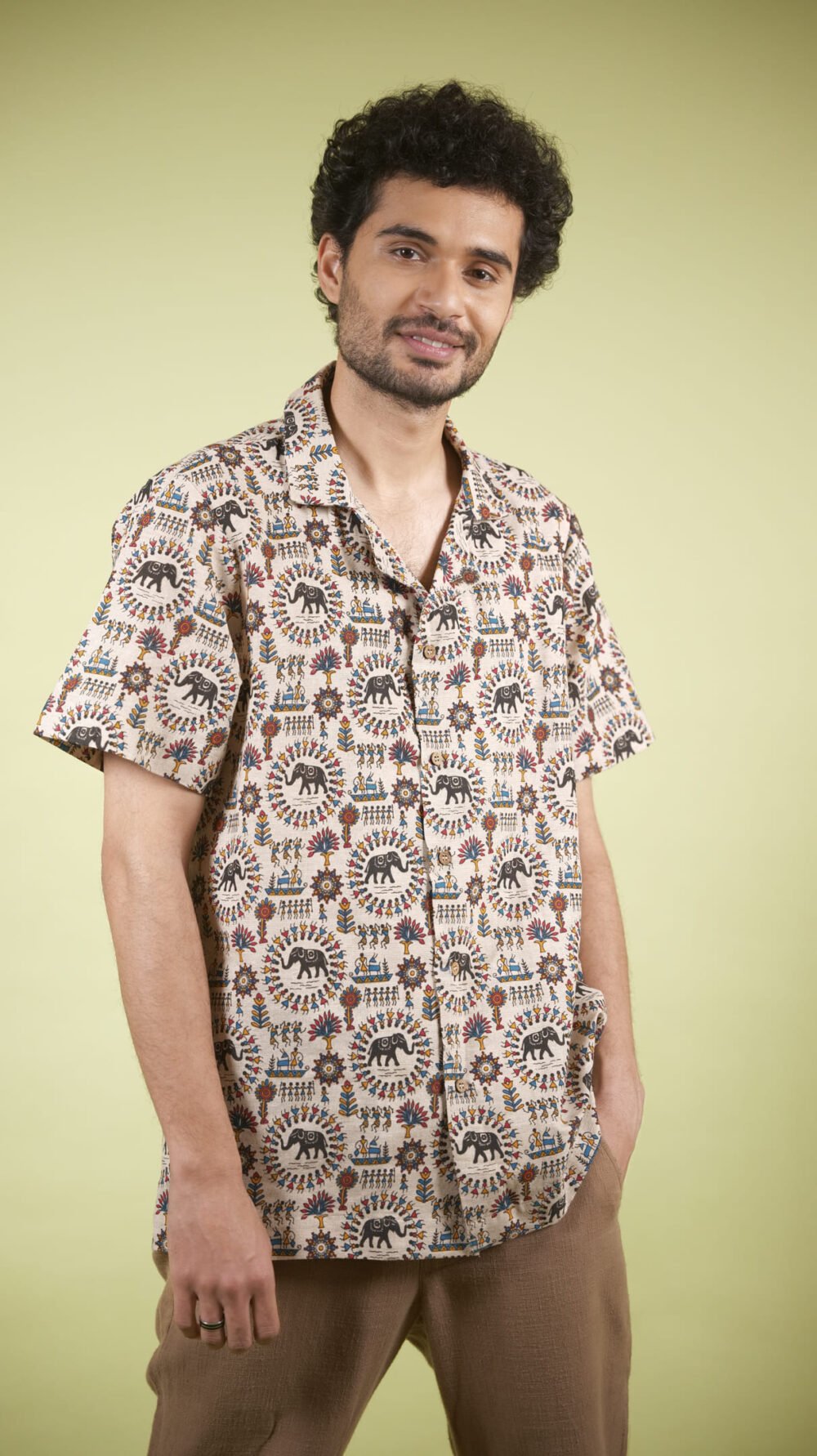 Boho Warli Printed Shirt (Maroon) - Image 3