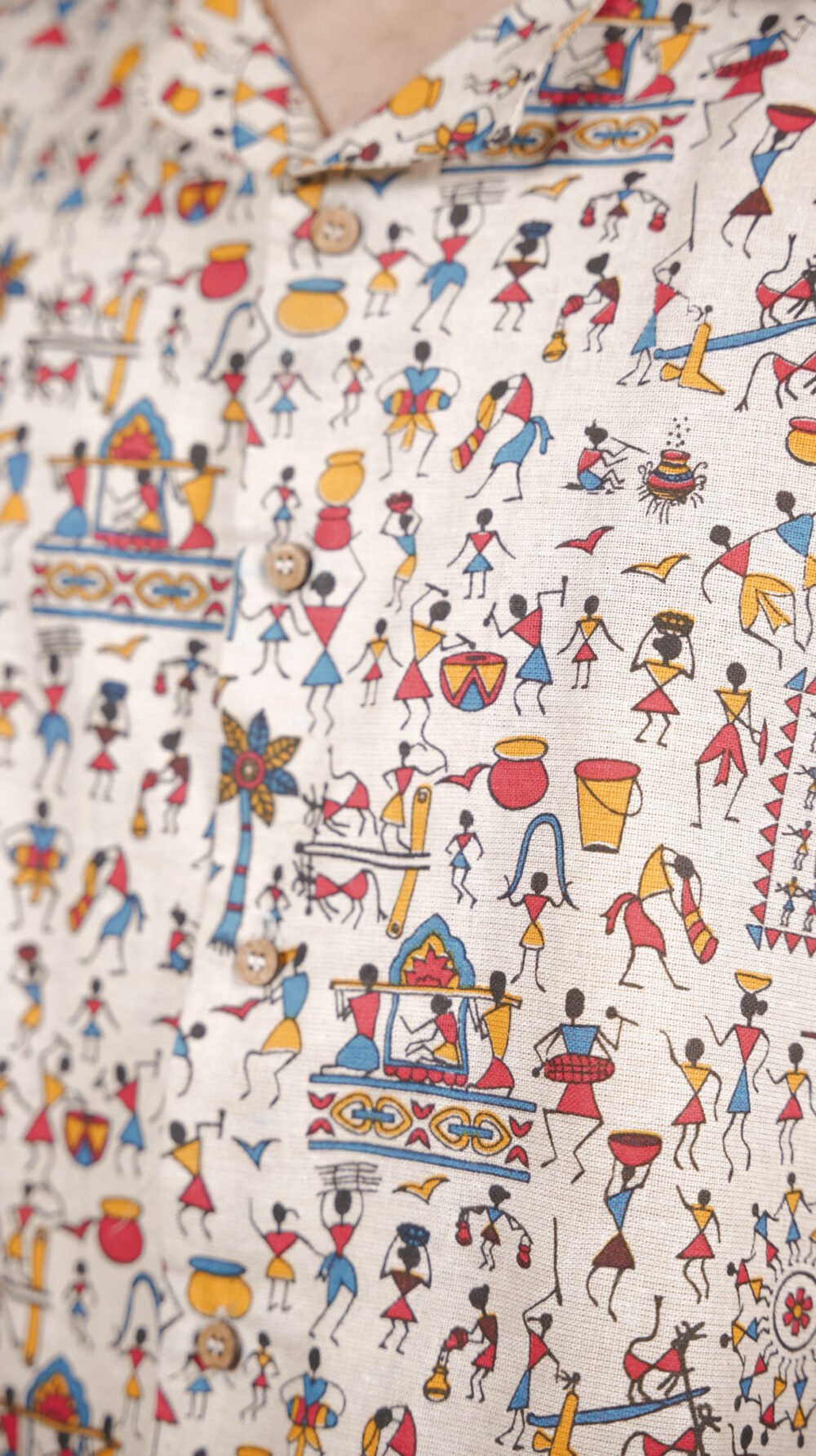 Boho Warli Printed Shirt (Red) - Image 3