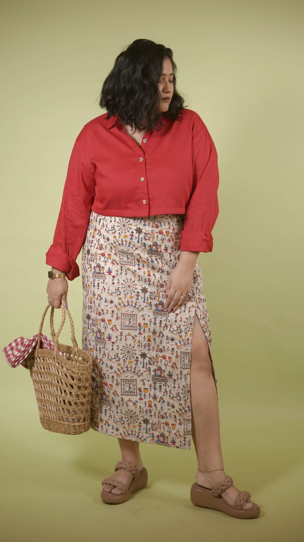 Warli Whirl red co-ord set