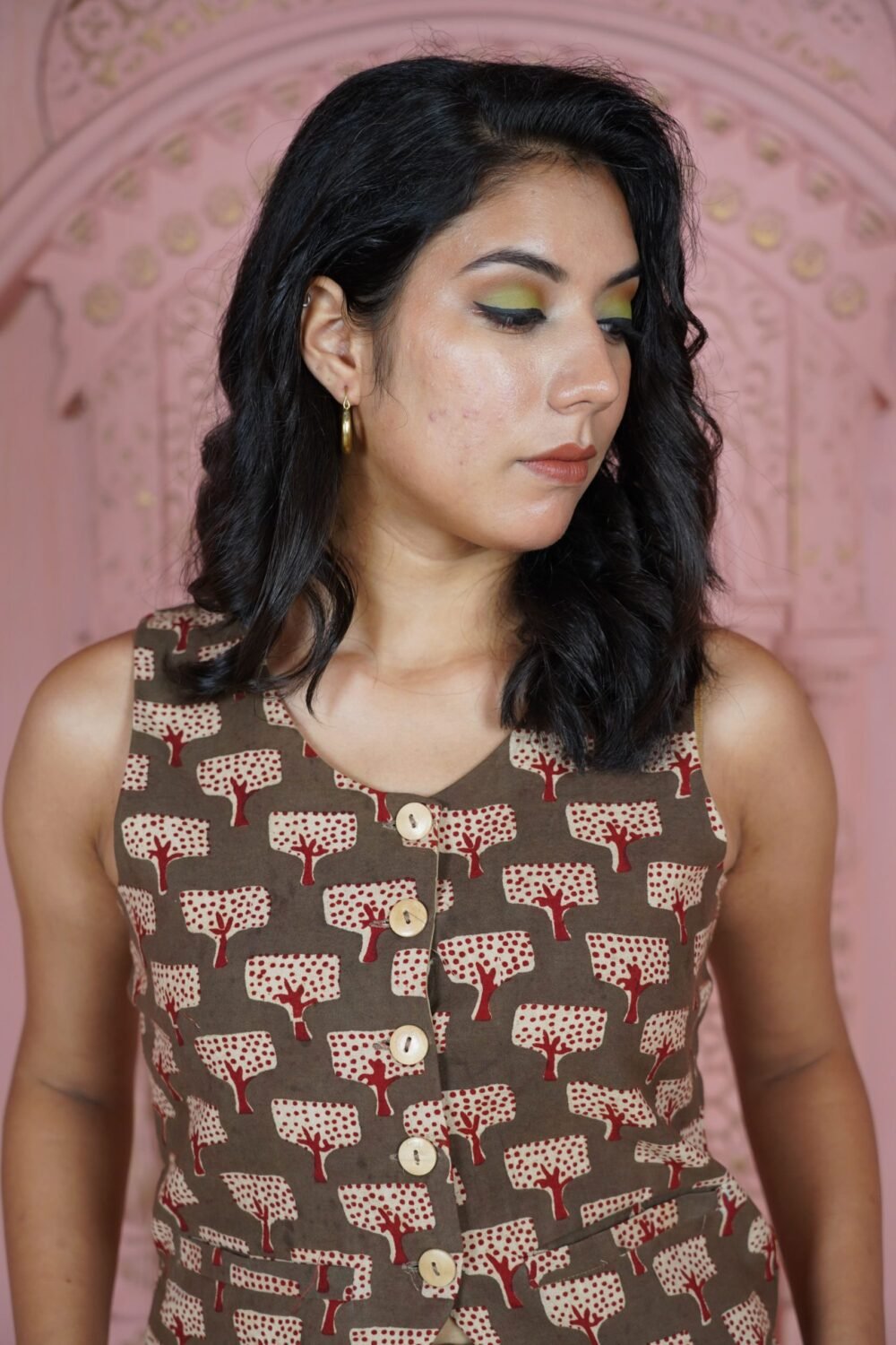 Tree kalamkari Waist Coat Co-ord - Image 2