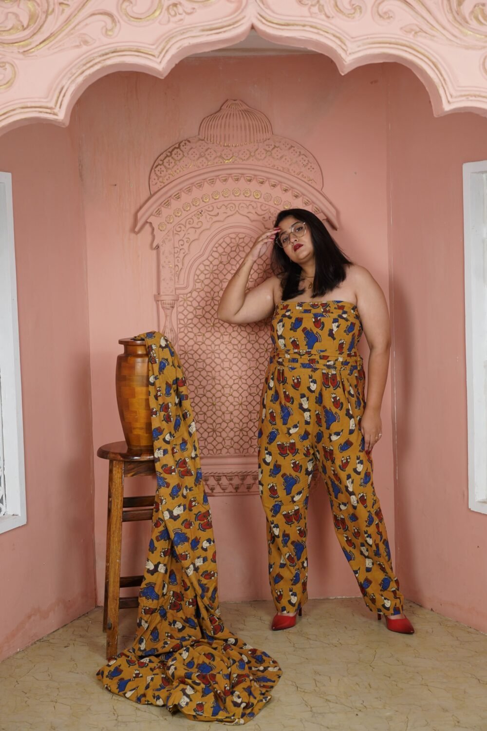 Kalamkari Mudra Off Shoulder Jumpsuit - Image 2