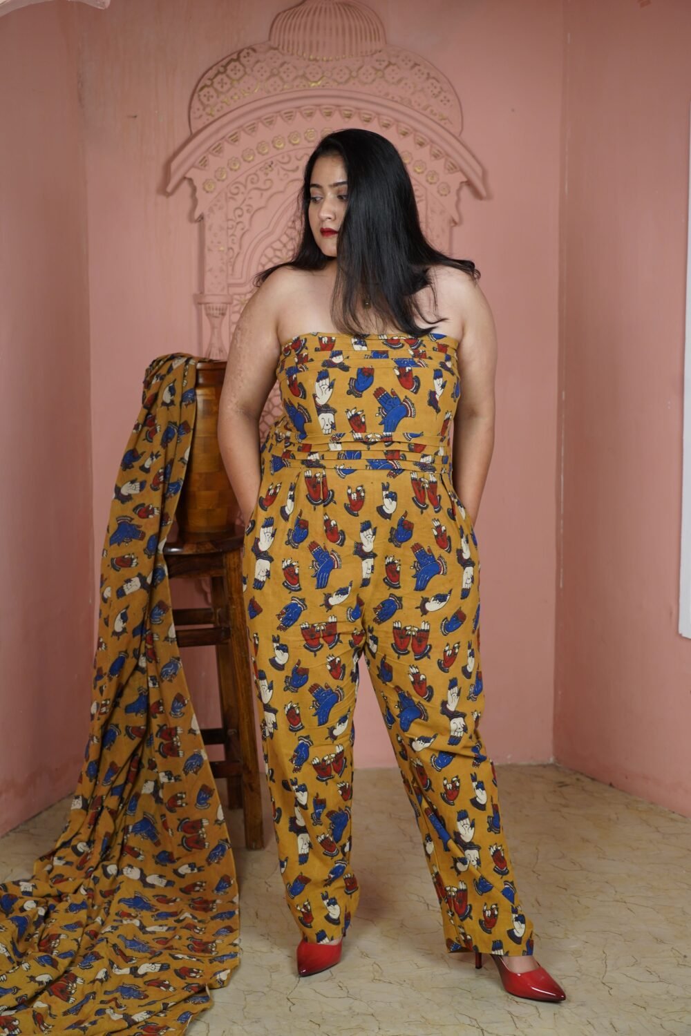 Kalamkari Mudra Off Shoulder Jumpsuit