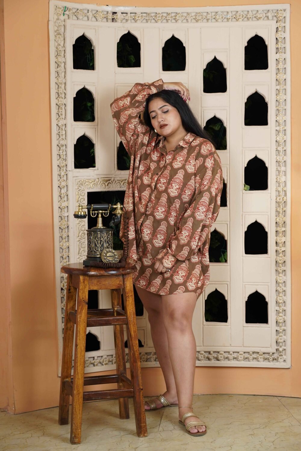 Kathak Face Print Oversized Shirt - Image 4