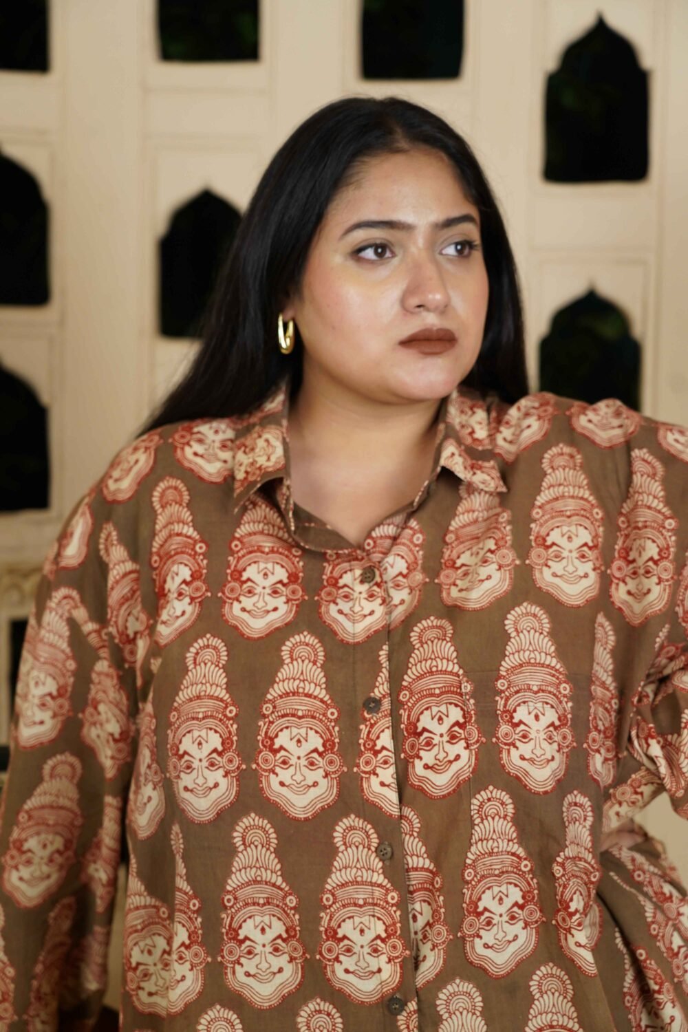 Kathak Face Print Oversized Shirt - Image 8