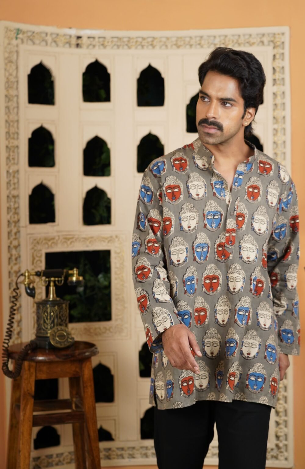 Kalamkari Short Kurta (Grey) - Image 6