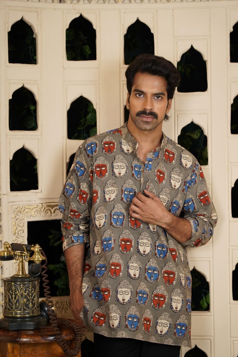 Kalamkari Short Kurta (Grey)